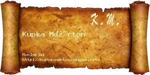 Kupka Márton névjegykártya